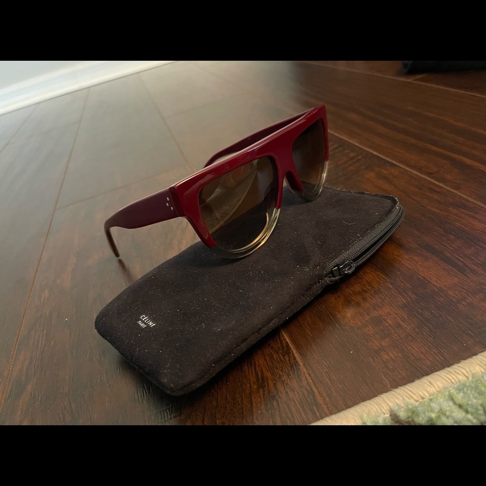 Celine flat top two tone shield sunglasses